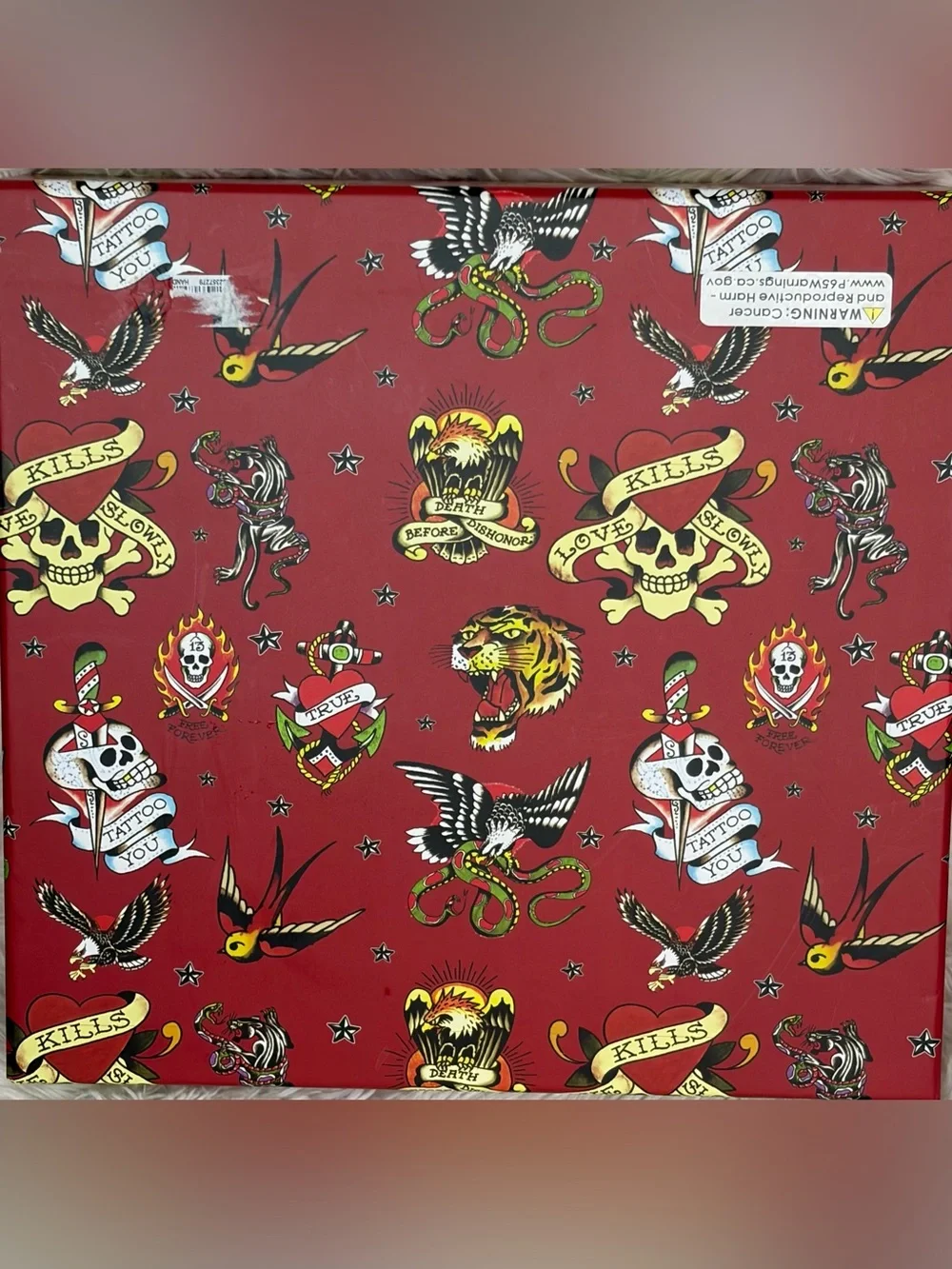 Ed Hardy Leopard Print Baguette Bag with Tiger & Rose Graphic - Charms Gift Set